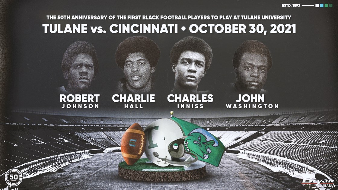 Charlie Hall, Charles Inniss, Robert Johnson and John Washington broke the color barrier 50 years ago by joining the Green Wave football team in the fall of 1971.