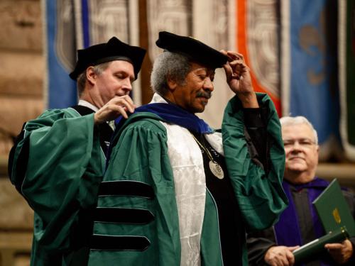 Allen Toussaint is awarded a honorary degree at Commencement 2013. Allen Toussaint is awarded a honorary degree at Commencement 2013.